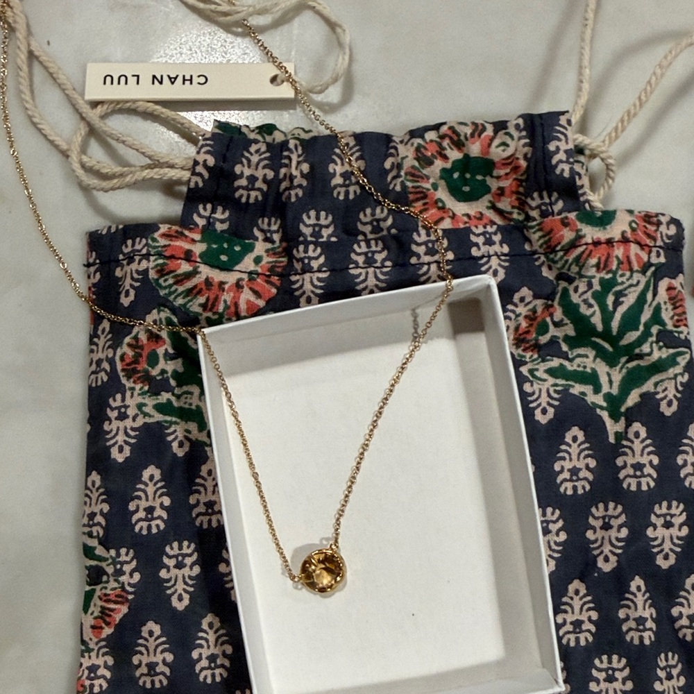 NWT Chan Luu Gold Faceted Topaz Pendant Necklace